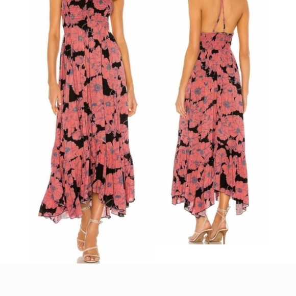 Free People Pink and Black Flower Dress s.M - Picture 2 of 6